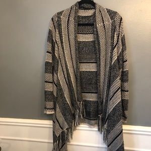 Long wrap sweater.